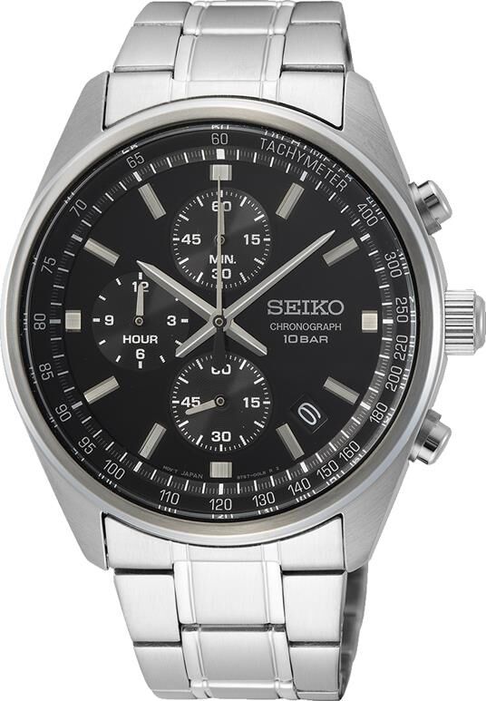 Seiko Kronograf SSB379P Çelik Gri Siyah Kadran 10 ATM 42 mm Erkek Kol Saati