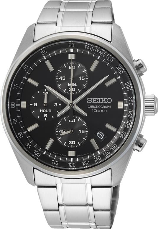 Seiko Kronograf SSB379P Çelik Gri Siyah Kadran 10 ATM 42 mm Erkek Kol Saati
