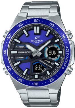 Casio EFV-C110D-2AVDF Quartz Çelik Gri Mavi Kadran 10 ATM 47 mm Erkek Kol Saati