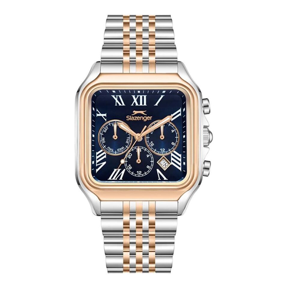 Slazenger SL.09.2547.2.03 Quartz Çelik Gri Rosegold Lacivert Kadran 40 mm Erkek Kol Saat