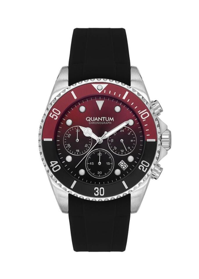 Quantum PWG1133.081 Quartz Kronograf Takvimli Silikon Siyah 45 mm Erkek Kol Saati