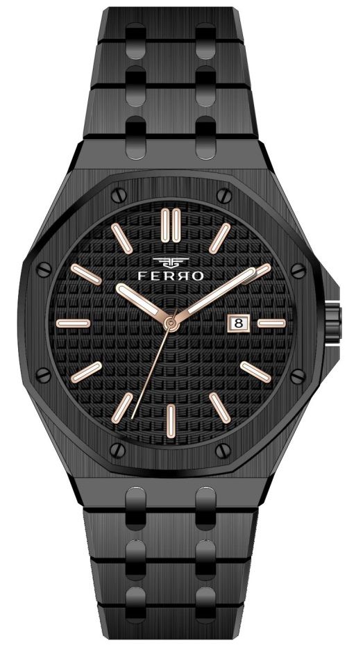 Ferro 42 mm Siyah Çelik Kordon Erkek Kol Saati F11290A-G F11290A-G
