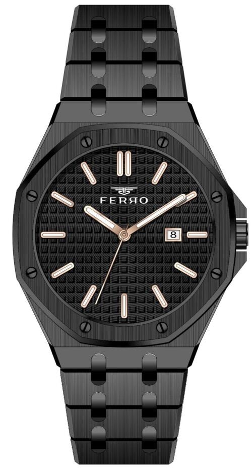 Ferro 42 mm Siyah Çelik Kordon Erkek Kol Saati F11290A-G F11290A-G