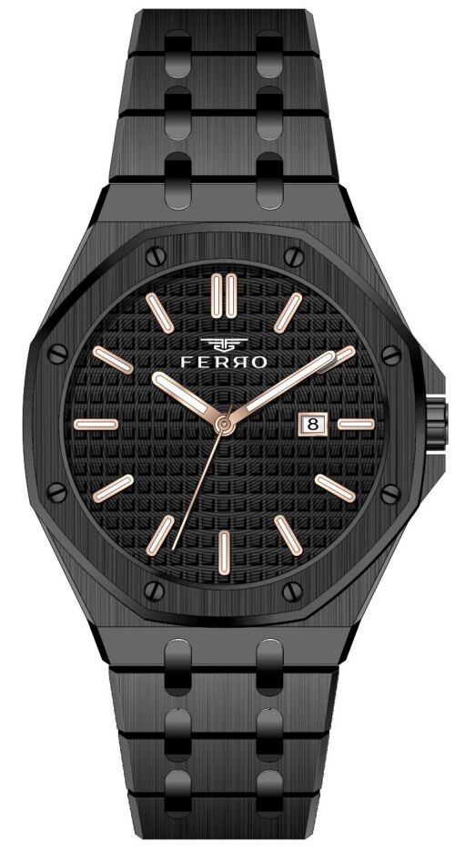 Ferro 42 mm Siyah Çelik Kordon Erkek Kol Saati F11290A-G F11290A-G