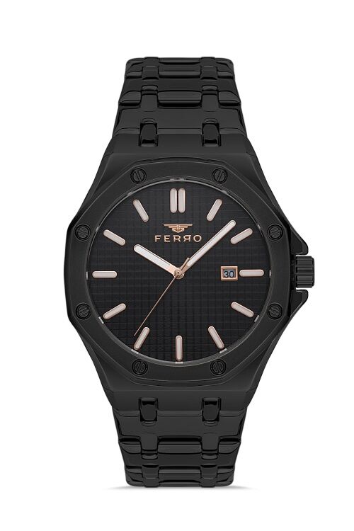Ferro 42 mm Siyah Çelik Kordon Erkek Kol Saati F11290A-G F11290A-G