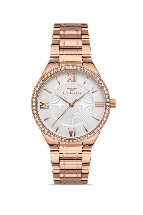 Ferro Rose Çelik Kordon Kadın Kol Saati FL21262A-C 3ATM Su Geçirmez 2 Yıl Garantili Hediye Paketli