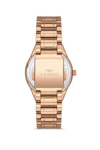 Ferro Rose Çelik Kordon Kadın Kol Saati FL21262A-C 3ATM Su Geçirmez 2 Yıl Garantili Hediye Paketli