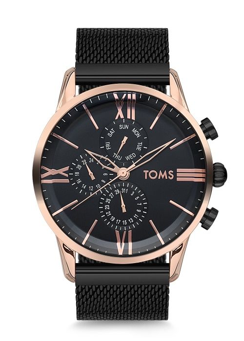 Toms 46 mm Siyah Hasır Kordon Erkek Kol Saati TM1536C-1052-R TM1536C-1052-R