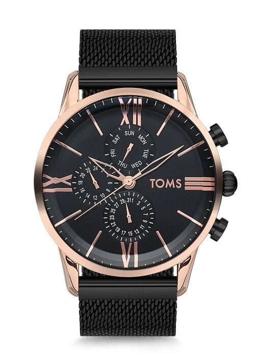 Toms 46 mm Siyah Hasır Kordon Erkek Kol Saati TM1536C-1052-R TM1536C-1052-R