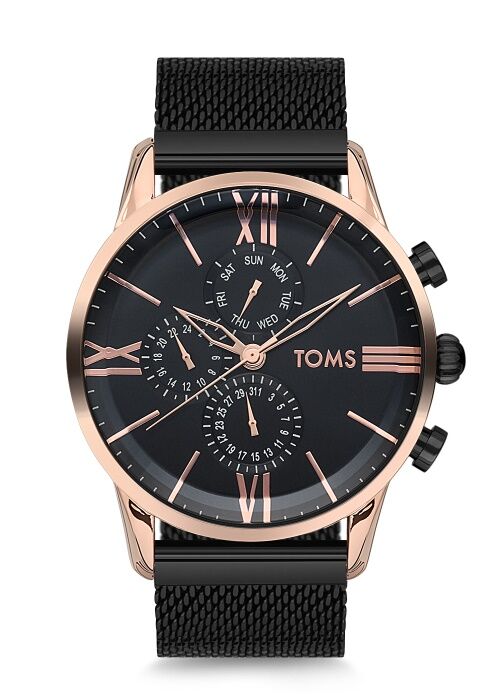 Toms 46 mm Siyah Hasır Kordon Erkek Kol Saati TM1536C-1052-R TM1536C-1052-R