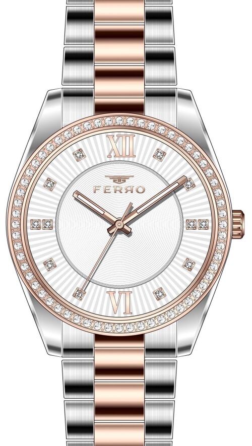 Ferro 34 mm Rose ve Gümüş Çelik Kordon Kadın Kol Saati FL21263A-E FL21263A-E