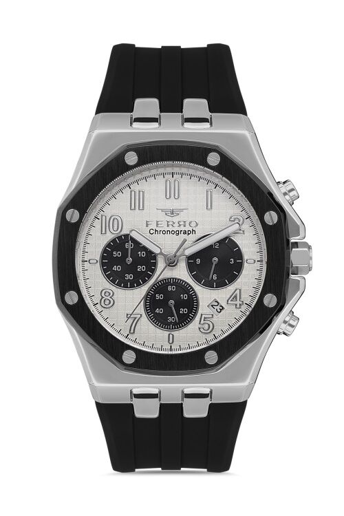 Ferro 45 mm Siyah Silikon Kordon Erkek Kol Saati FM31307D-J FM31307D-J