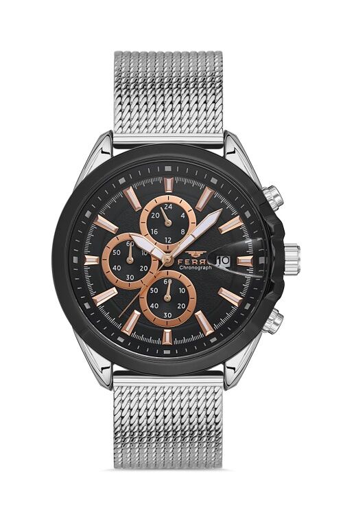 Ferro 46 mm Gümüş Hasır Kordon Erkek Kol Saati FM31306C-J2 FM31306C-J2