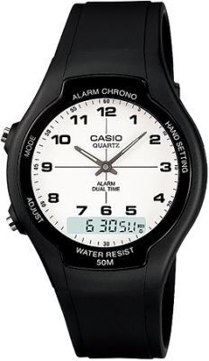 Casio AW-90H-7BVDF Quartz Silikon Siyah Beyaz Kadran 39 mm Erkek Kol Saati
