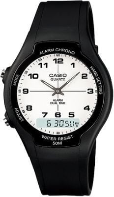 Casio AW-90H-7BVDF Quartz Silikon Siyah Beyaz Kadran 39 mm Erkek Kol Saati