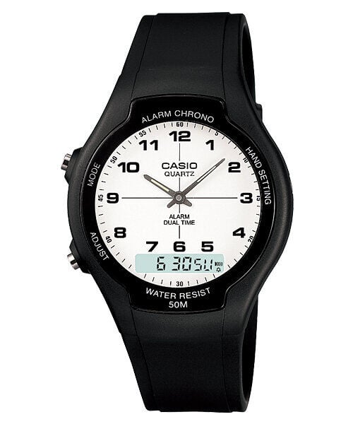 Casio AW-90H-7BVDF Quartz Silikon Siyah Beyaz Kadran 39 mm Erkek Kol Saati