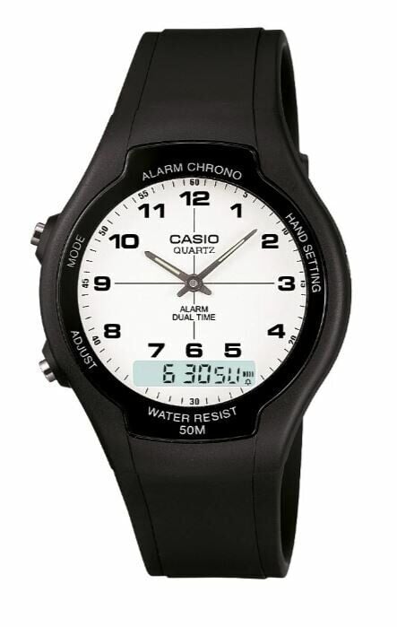 Casio AW-90H-7BVDF Quartz Silikon Siyah Beyaz Kadran 39 mm Erkek Kol Saati