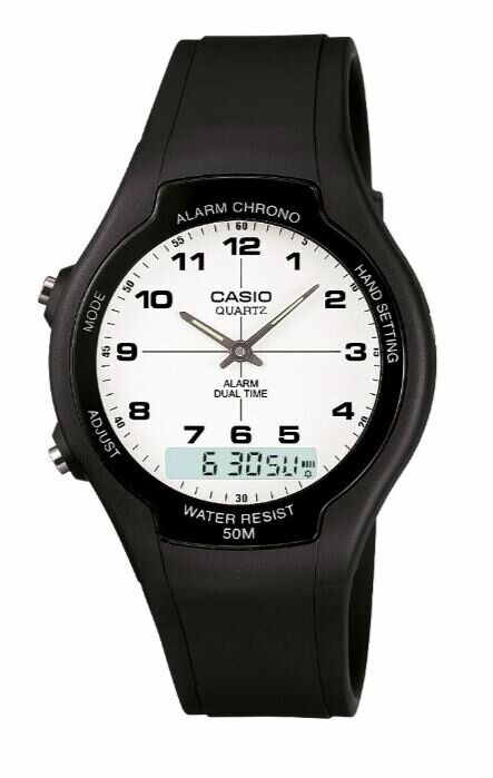 Casio AW-90H-7BVDF Quartz Silikon Siyah Beyaz Kadran 39 mm Erkek Kol Saati