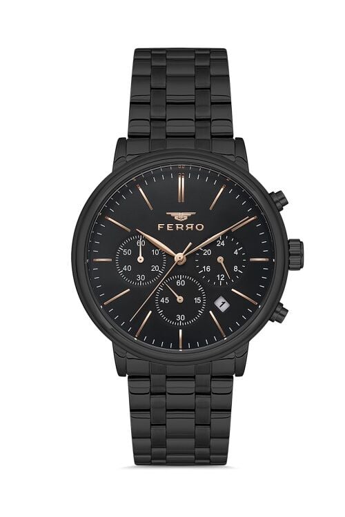Ferro FM31372A-G Quartz Çelik Siyah Fonksiyonları Aktif 41 mm Erkek Kol Saati