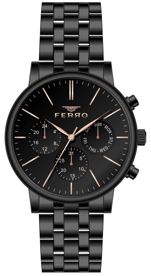 Ferro FM31372A-G Quartz Çelik Siyah Fonksiyonları Aktif 41 mm Erkek Kol Saati