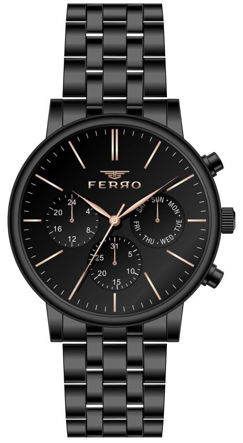 Ferro FM31372A-G Quartz Çelik Siyah Fonksiyonları Aktif 41 mm Erkek Kol Saati