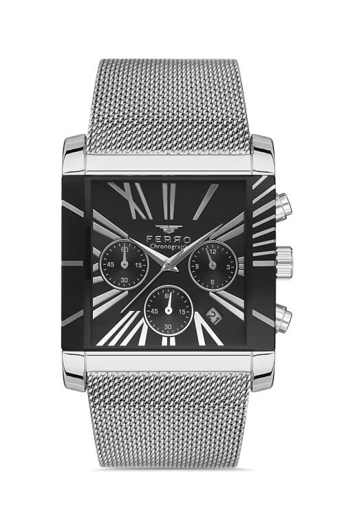 Ferro 45 mm Gümüş Hasır Kordon Erkek Kol Saati FM41292C-A2 FM41292C-A2