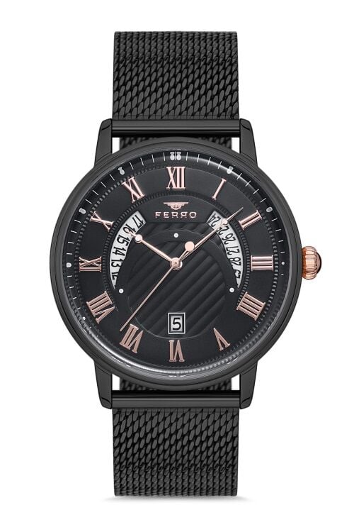 Ferro 44 mm Siyah Hasır Kordon Erkek Kol Saati F11050C-1117-G F11050C-1117-G