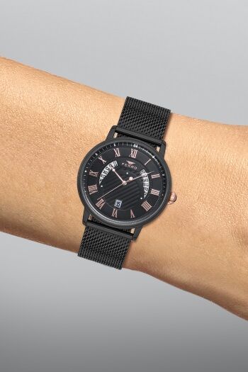 Ferro 44 mm Siyah Hasır Kordon Erkek Kol Saati F11050C-1117-G F11050C-1117-G