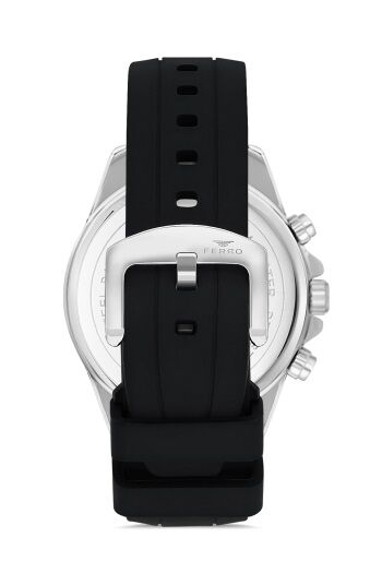 Ferro FM11379DWT-J Quartz Çelik Silikon Siyah 46 mm Erkek Kol Saati