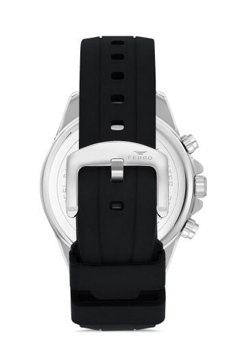 Ferro FM11379DWT-J Quartz Çelik Silikon Siyah 46 mm Erkek Kol Saati