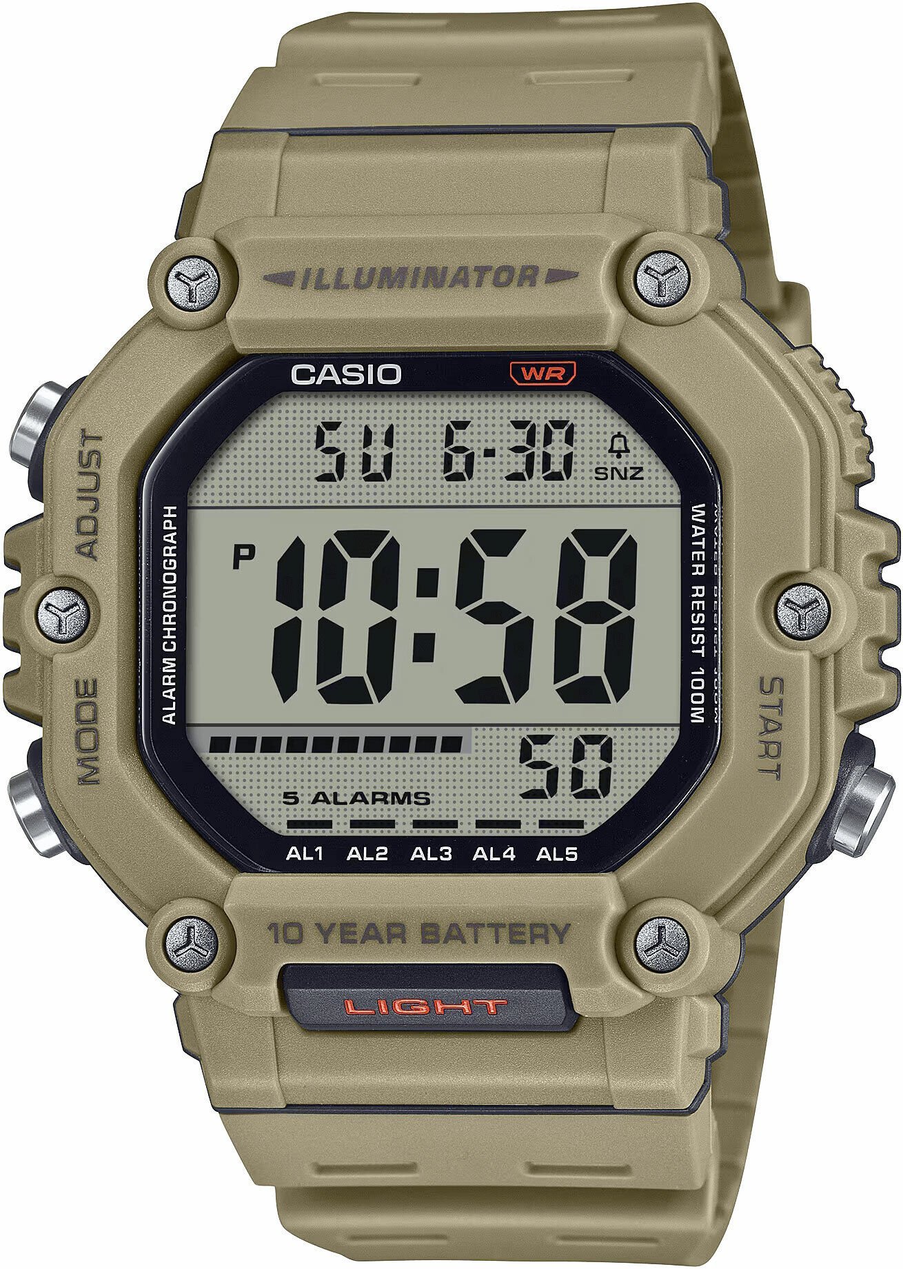 Casio AE-1600H-5AVDF Quartz Dijital Silikon Kahve 10 ATM 50 mm Erkek Kol Saati