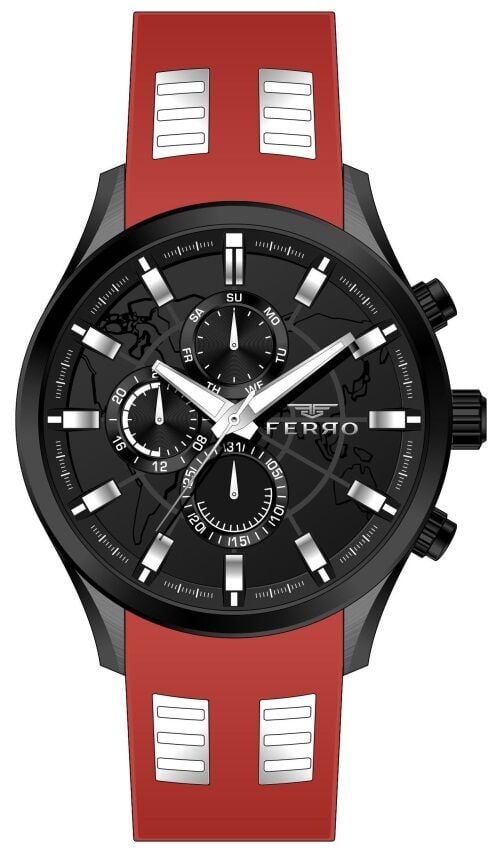 Ferro Kırmızı Silikon Kordon Erkek Kol Saati FM31354D-ZF2 Fonksiyonları Aktif 3 ATM Su Geçirmez