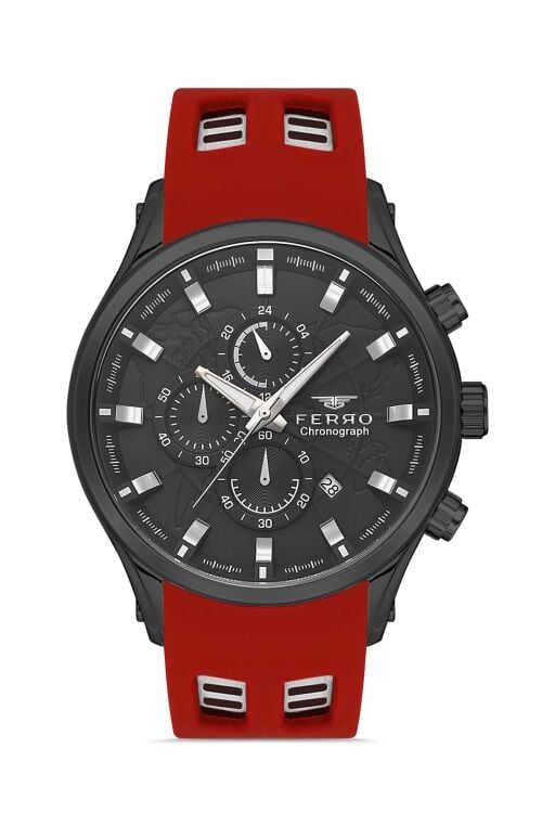 Ferro Kırmızı Silikon Kordon Erkek Kol Saati FM31354D-ZF2 Fonksiyonları Aktif 3 ATM Su Geçirmez