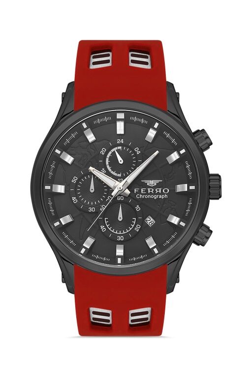 Ferro Kırmızı Silikon Kordon Erkek Kol Saati FM31354D-ZF2 Fonksiyonları Aktif 3 ATM Su Geçirmez