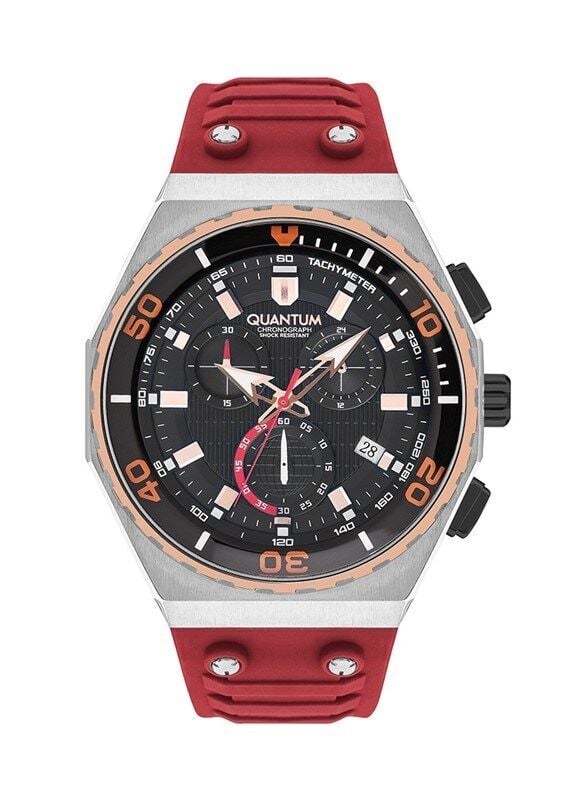 Quantum HNG1012.358 Quartz Kronograf Silikon Kırmızı 49 mm Erkek Kol Saati