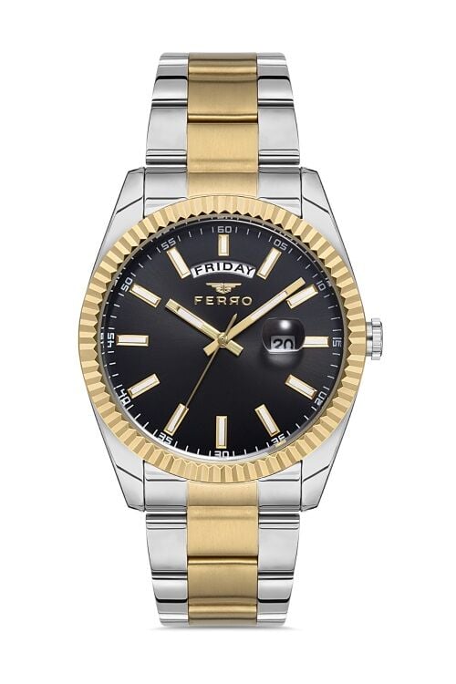 Ferro F11211A-D2 41 mm Sarı ve Gümüş Çelik Kordon Erkek Kol Saati
