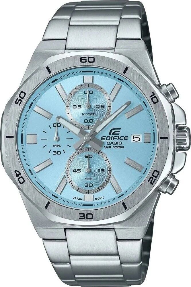 Casio EFV-640D-2BVUDF Edifice Quartz Çelik Gri Mavi Kadran 10 ATM 44 mm Erkek Kol Saati