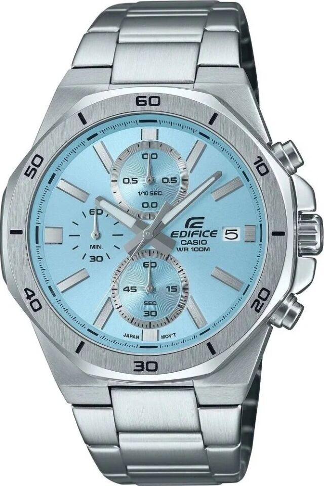 Casio EFV-640D-2BVUDF Edifice Quartz Çelik Gri Mavi Kadran 10 ATM 44 mm Erkek Kol Saati