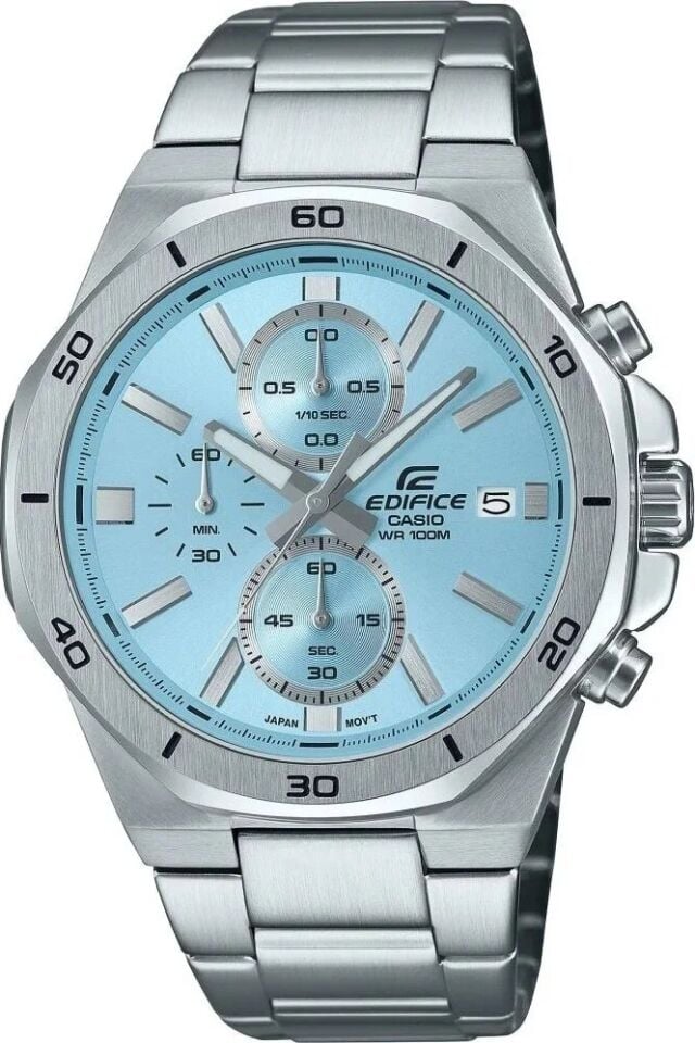 Casio EFV-640D-2BVUDF Edifice Quartz Çelik Gri Mavi Kadran 10 ATM 44 mm Erkek Kol Saati