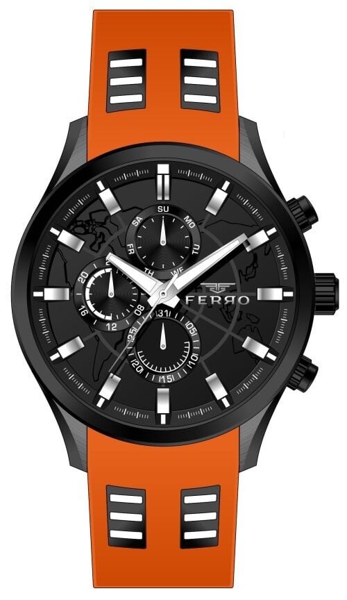 Ferro Turunucu Silikon Kordon Erkek Kol Saati FM31354D-ZO Fonksiyonları Aktif 3 ATM Su Geçirmez