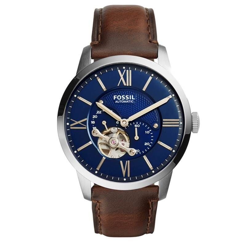Fossil FME3110 Otomatik Deri Kahverengi Lacivert Kadran 44 mm Erkek Kol Saati