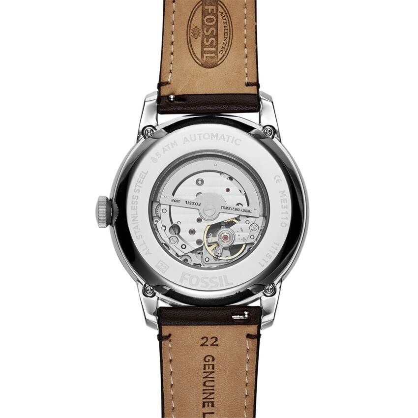 Fossil FME3110 Otomatik Deri Kahverengi Lacivert Kadran 44 mm Erkek Kol Saati