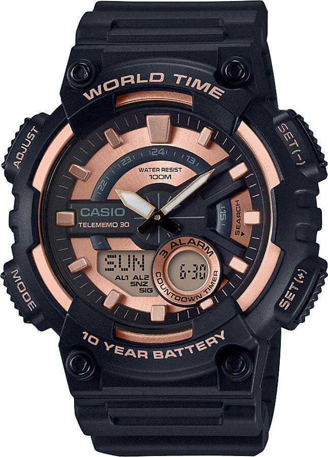 Casio AEQ-110W-1A3VDF Quartz Silikon Siyah 10 ATM 47 mm Erkek Kol Saati