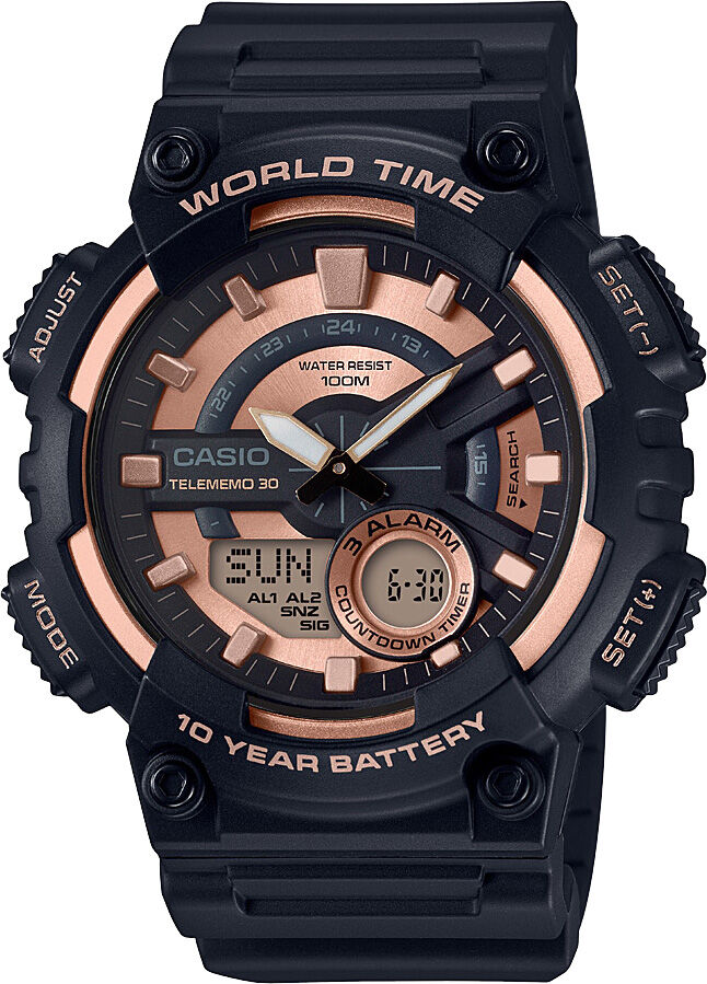 Casio AEQ-110W-1A3VDF Quartz Silikon Siyah 10 ATM 47 mm Erkek Kol Saati