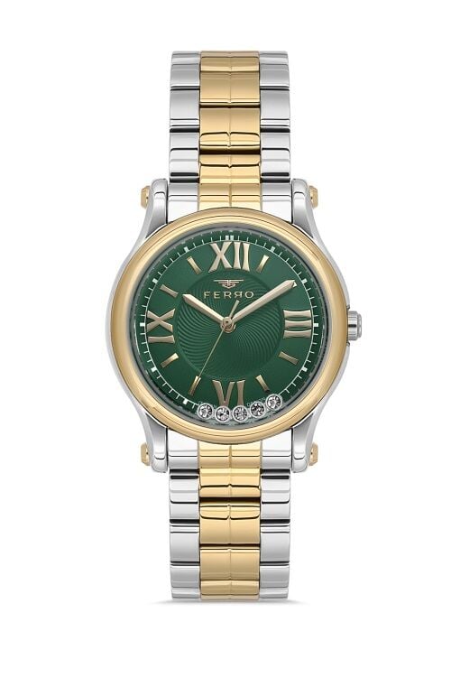 Ferro Sarı ve Gümüş Çelik Kordon Kadın Kol Saati FL21478AWT-D6 3ATM Su Geçirmez 2 Yıl Garantili
