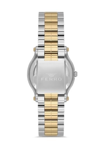 Ferro Sarı ve Gümüş Çelik Kordon Kadın Kol Saati FL21478AWT-D6 3ATM Su Geçirmez 2 Yıl Garantili