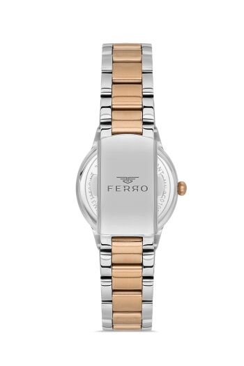 Ferro Rose ve Gümüş Çelik Kordon Kadın Kol Saati FL21349A-E 3ATM Su Geçirmez 2 Yıl Garantili