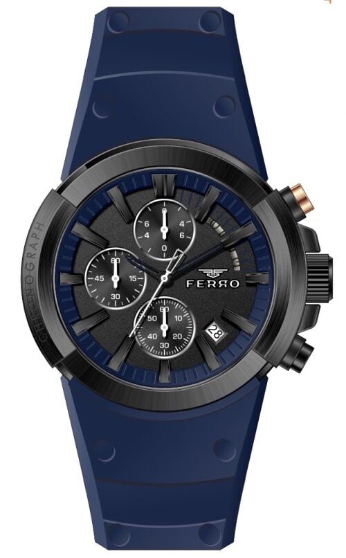 Ferro FM11002D-D Quartz Silikon Lacivert 42 mm Erkek Kol Saati