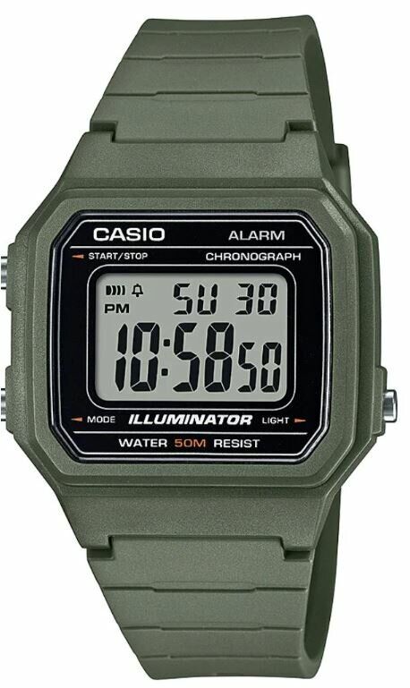 Casio W-217H-3AVDF Quartz Silikon Yeşil Gri Kadran 42 mm Erkek Kol Saati