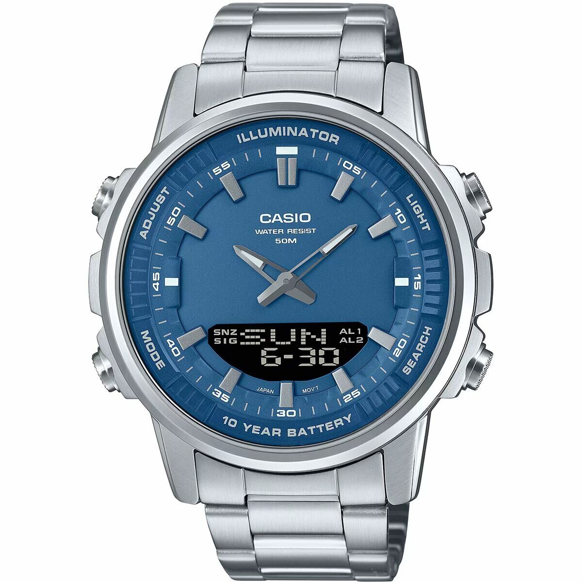 Casio AMW-880D-2A1VDF Quartz Çelik Gri Lacivert Kadran 47 mm Erkek Kol Saati